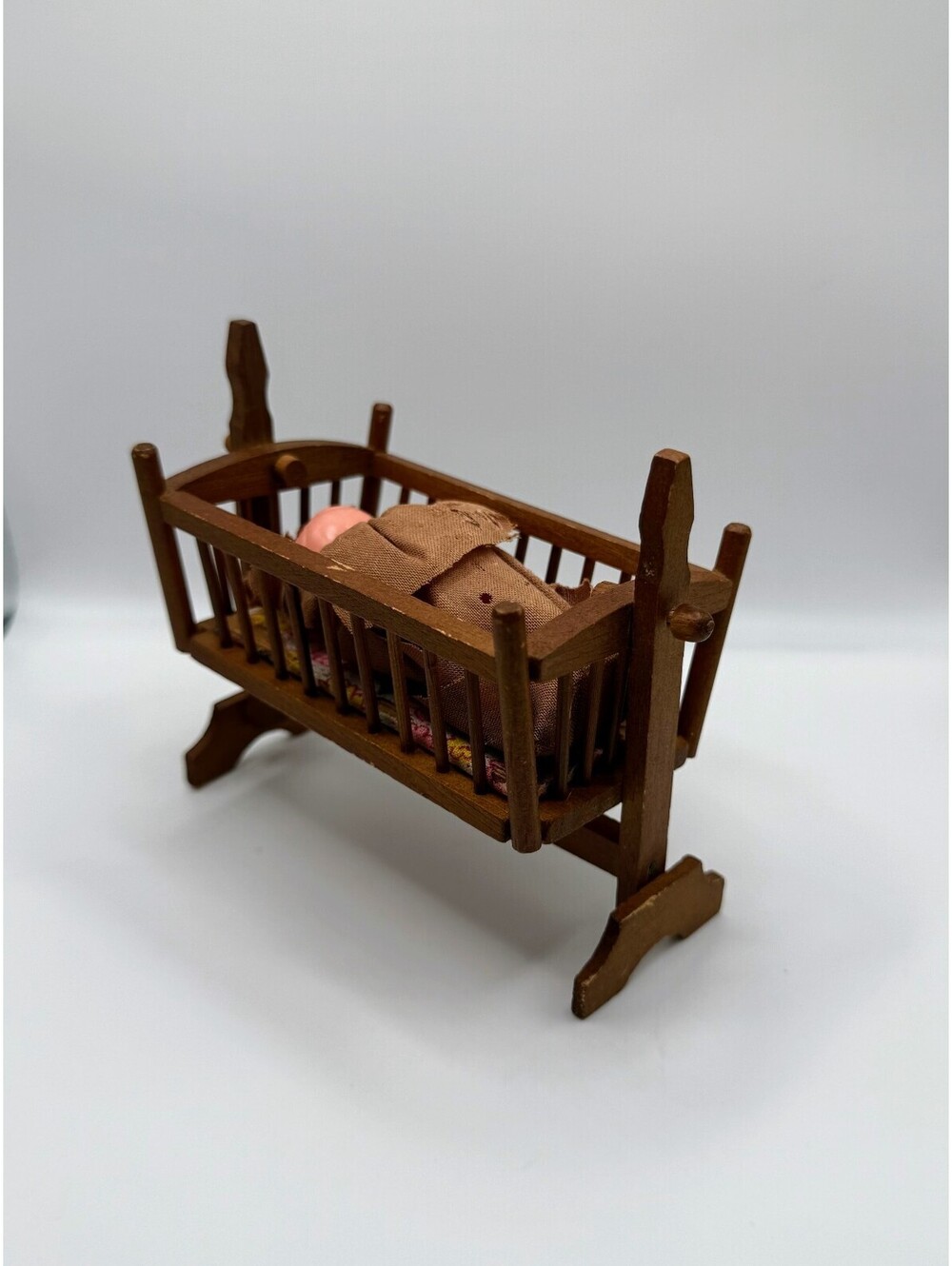 1:12 Scale Bodo Hennig Vintage Wood Dollhouse Cradle Rocking Crib Baby Doll